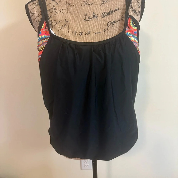 Body Renewal Cut Out Double Up Tankini Top, XXL - Picture 2 of 6